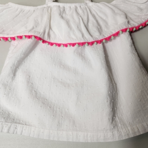 Kate Spade Toddler Girls White Swiss Dot/Pom Pom Off Shoulder Top-Size 3 - Picture 4 of 8